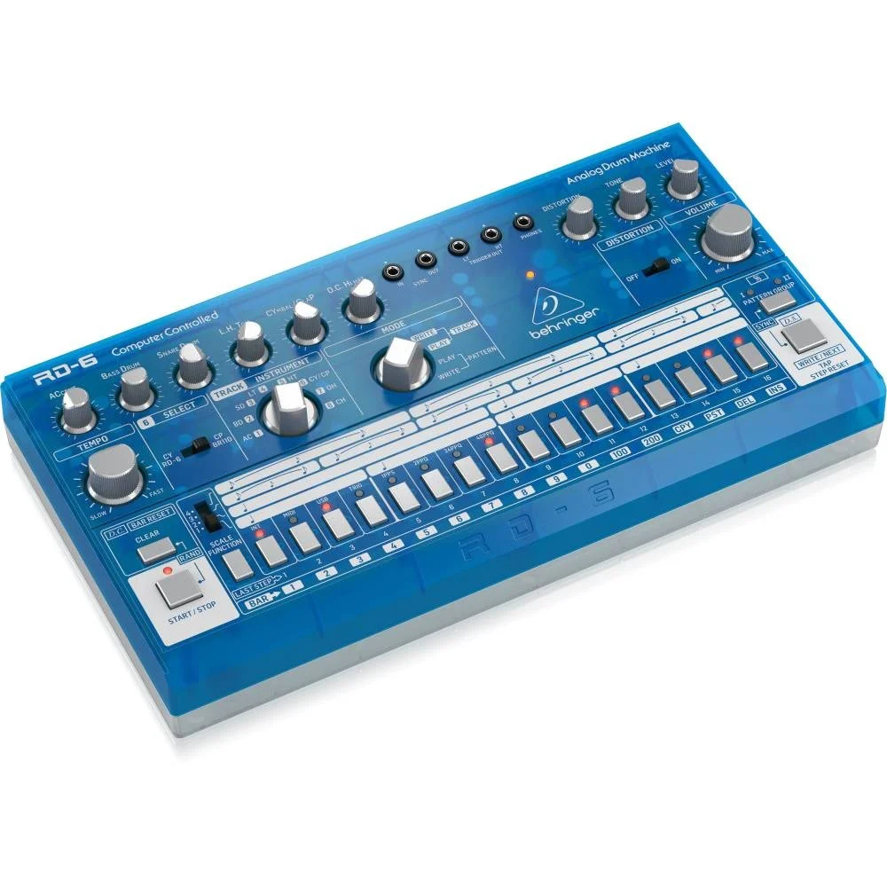 BEHRINGER RD-6-BB RHYTHM DESIGNER Analog Davul Makinesi (Transparan Mavi)