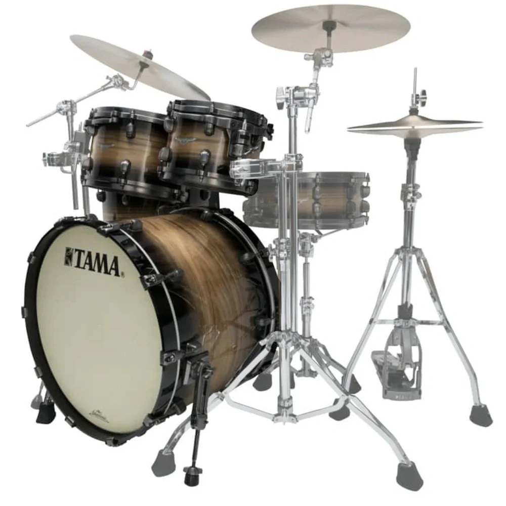 TAMA ME42TZUSL-NWB - Starclassic Maple Exotic w/ Smoked Black Nickel Hardware Natural Pacific Walnut Burst 4 Parça (22B/10T/12T/16F) Akustik Davul Seti