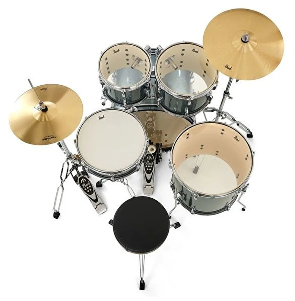PEARL RS525SC/C706 - Roadshow Charcoal Metallic 5 Parça (22B/10T/12T/16F/14S) Aksamlı & Zilli Akustik Davul Seti
