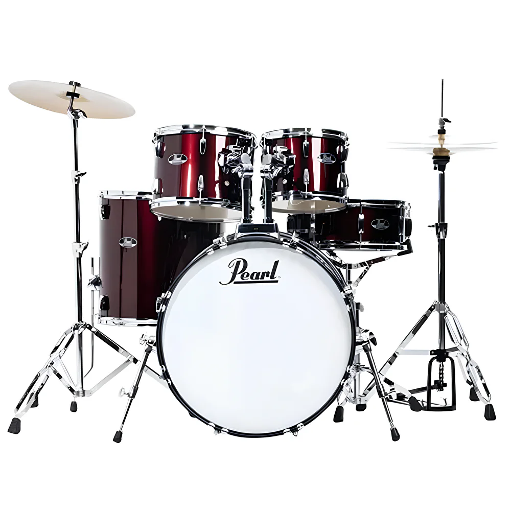 PEARL RS525SC/C91 Roadshow Wine Red 5 Parça (22B/10T/12T/16F/14S) Aksamlı ve Sabian Solar Zilli Akustik Davul Seti
