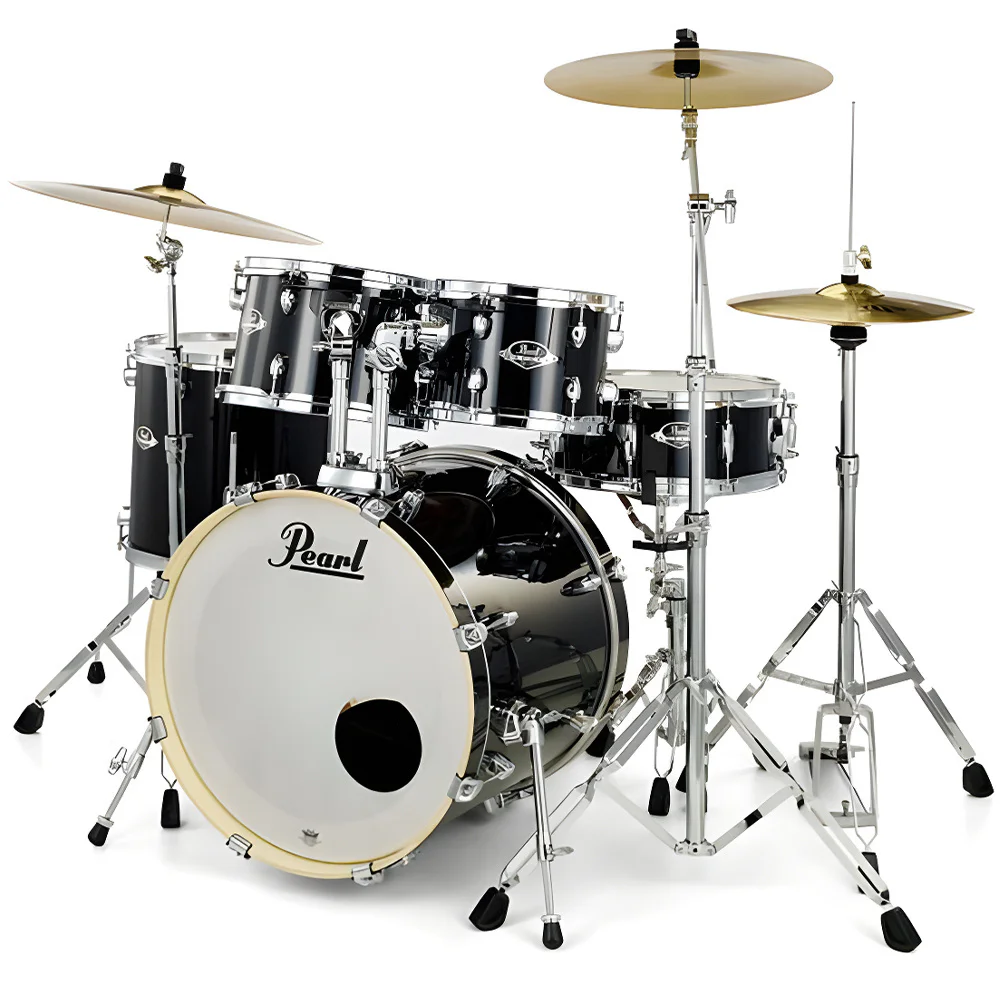 PEARL EXX705NBR/C31 Export EXX Jet Black 5 Parça (20B/10T/12T/14F/14S) Aksamlı & Zilli Akustik Davul Seti