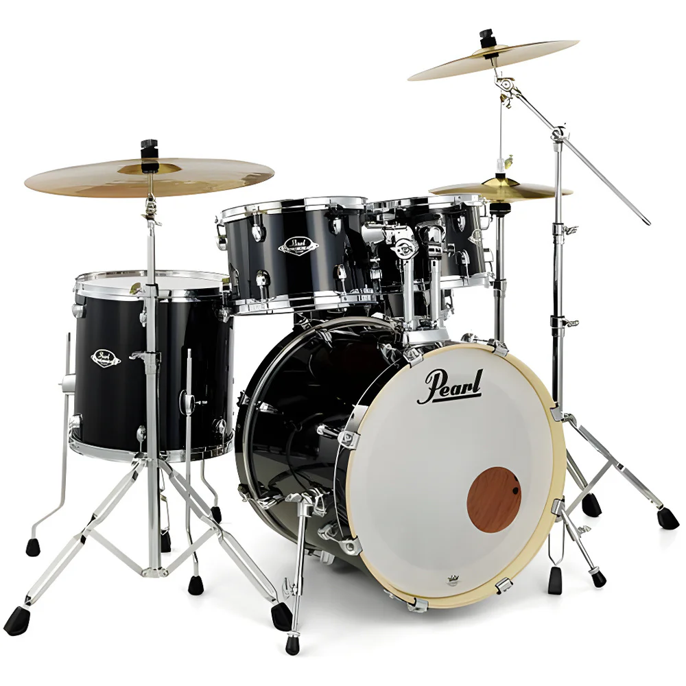 PEARL EXX705NBR/C31 Export EXX Jet Black 5 Parça (20B/10T/12T/14F/14S) Aksamlı & Zilli Akustik Davul Seti
