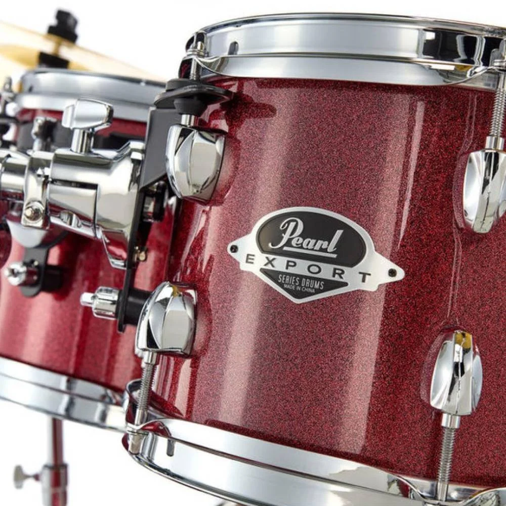 PEARL EXX705NBR/C704 - Export Black Cherry Glitter 5 Parça (20B/10T/12T/14F/14S) Aksamlı & Zilli Akustik Davul Seti