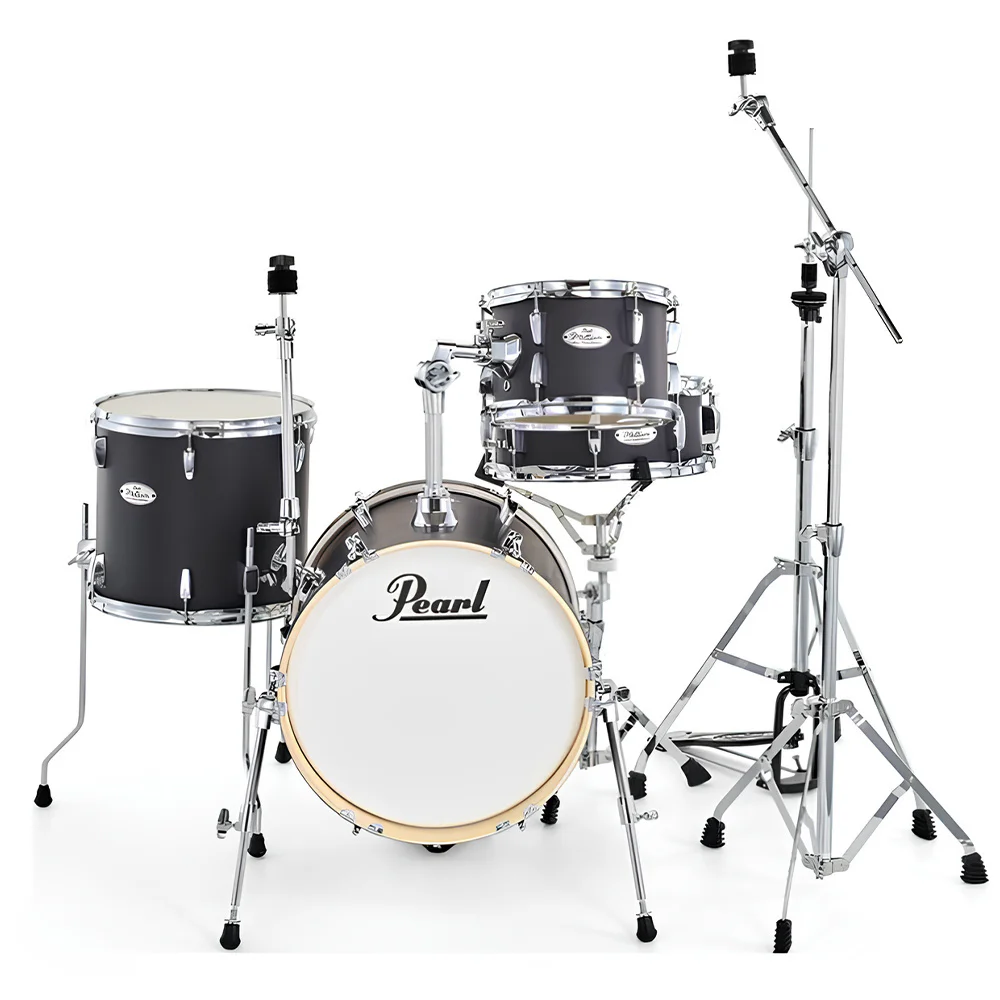 PEARL MT564/C-D752 Midtown Serisi Matte Black 4 Parça (16B/10T/13F/13S) Akustik Davul Seti