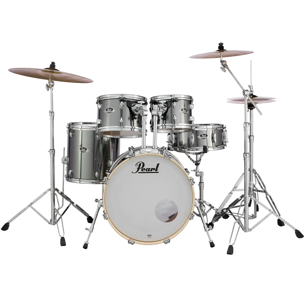 PEARL EXX705NBR/C21 Export EXX Smokey Chrome 5 Parça (20B/10T/12T/14F/14S) Aksamlı ve Zilli Akustik Davul Seti
