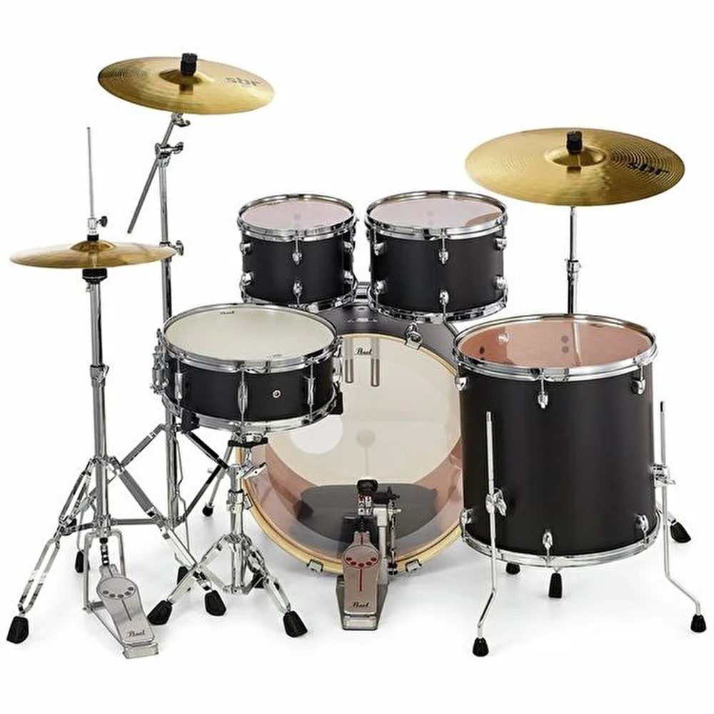 PEARL EXX725SBR/C761 - Export EXX Satin Black 5 Parça (22B/10T/12T/16F/14S) Aksamlı ve Zilli Akustik Davul Seti