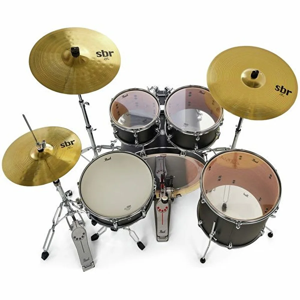 PEARL EXX725SBR/C761 - Export EXX Satin Black 5 Parça (22B/10T/12T/16F/14S) Aksamlı ve Zilli Akustik Davul Seti