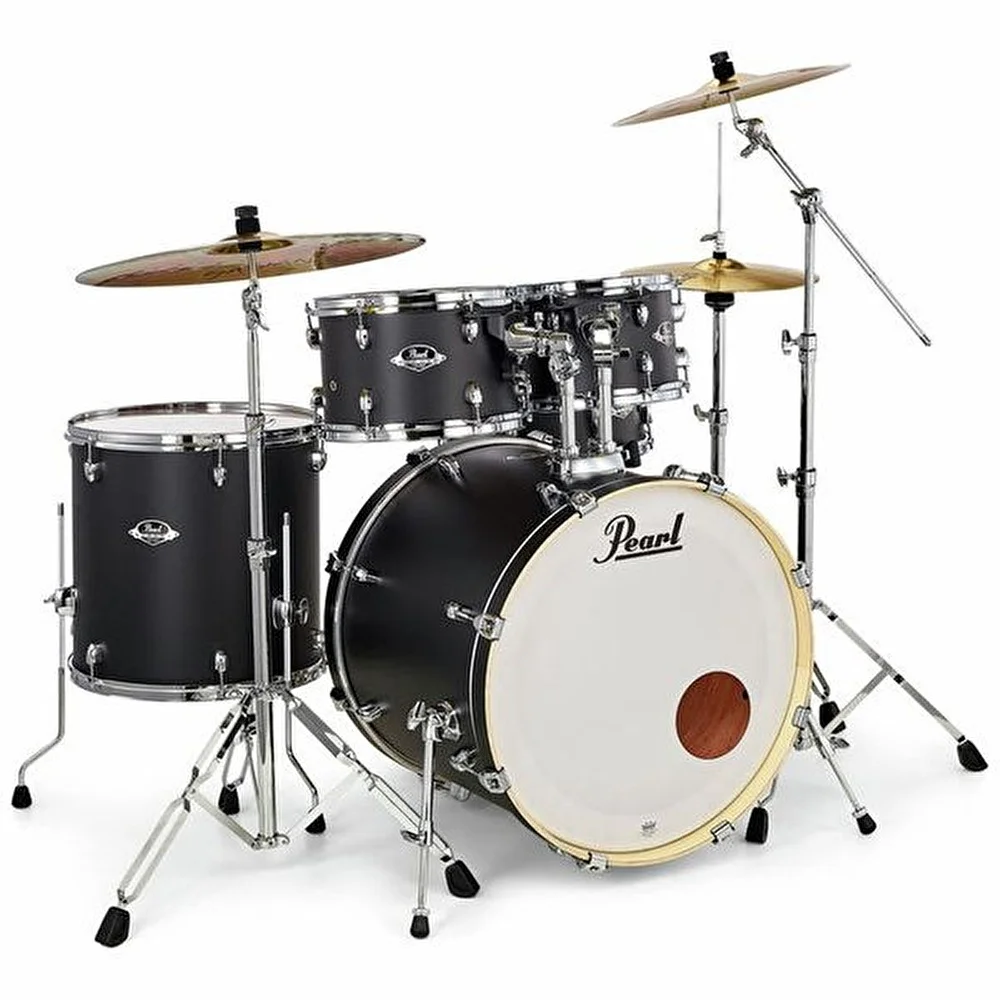 PEARL EXX725SBR/C761 - Export EXX Satin Black 5 Parça (22B/10T/12T/16F/14S) Aksamlı ve Zilli Akustik Davul Seti
