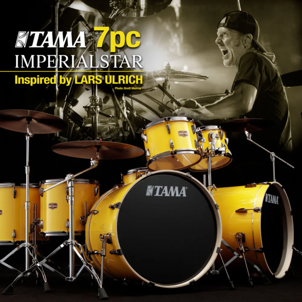 TAMA IP72ZH9WBN-ELY - Imperialstar Electric Yellow 7 Parça (22B/22B/10T/12T/14F/16F/14S) Limited Edition Inspired by Lars Ulrich Akustik Davul Seti