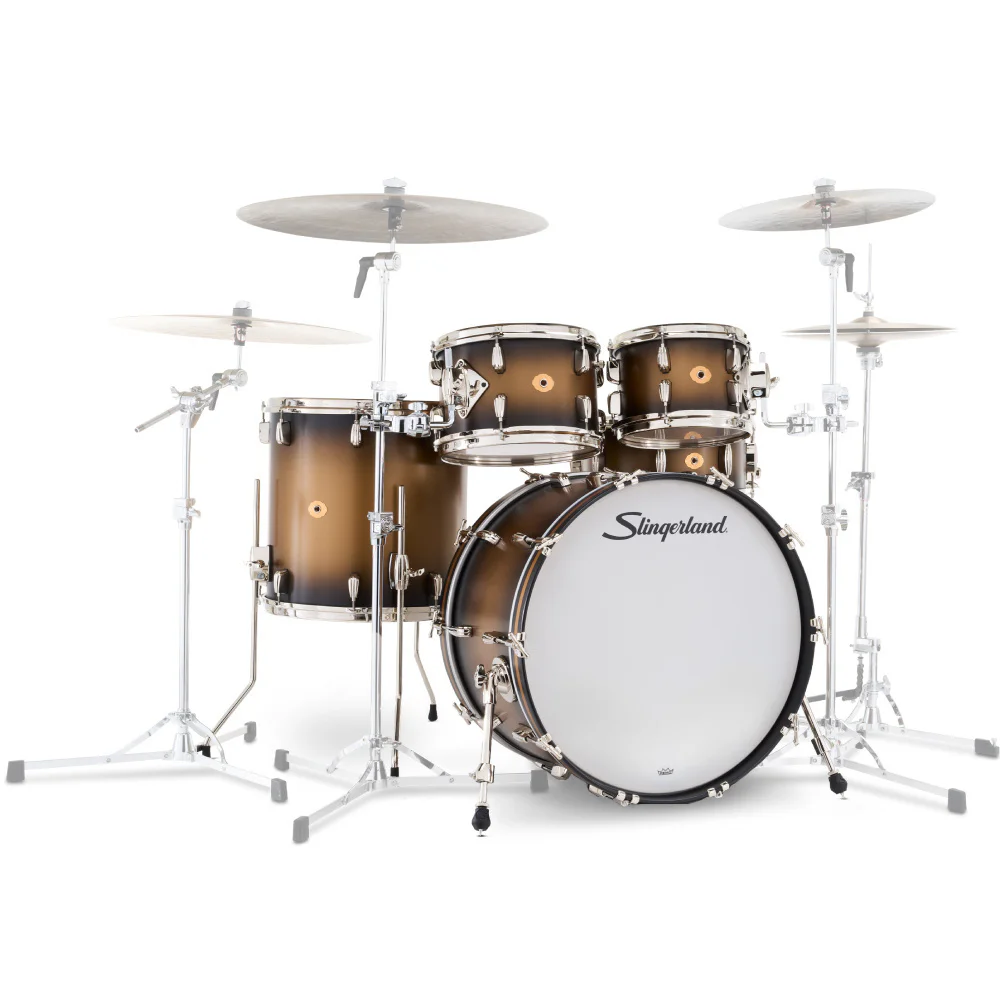 SLINGERLAND Radio King Outfit Black & Gold Lacquer 5 Parça (22B/10T/12T/16F/14S) Akustik Davul Seti