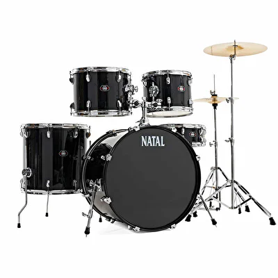 NATAL K-DN-UF22-BK DNA Black 5 Parça (22B/10T12T/16F/14S) Aksamlı ve Zilli Akustik Davul Seti