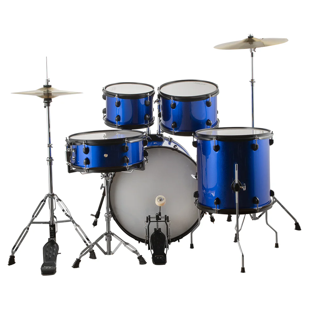 FOCUS FCP0803-BL - 5 Parça (20B/10T/12T/14F/14S) Aksamlı & Zilli Mavi Akustik Davul Seti