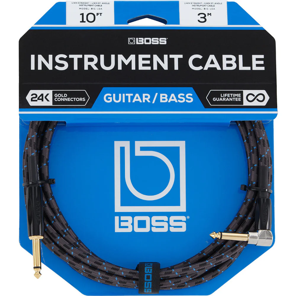 BOSS BIC-10A Düz/L Uç 3 Metre Gri Enstrüman Kablosu
