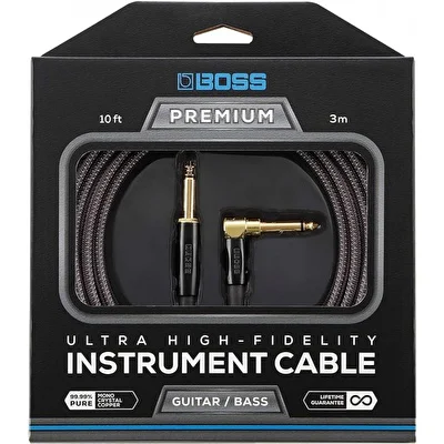 BOSS BIC-P10A Premium L/L Uç 3 Metre Gri Enstrüman Kablosu