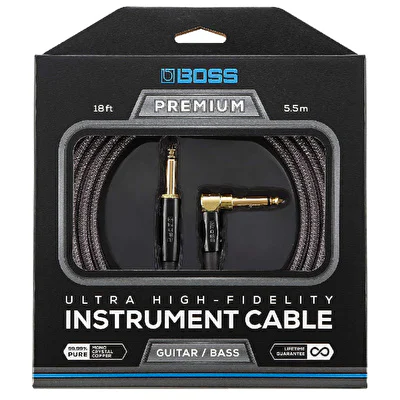 BOSS BIC-P18A Premium Düz/L uç 5.5 Metre Gri Enstrüman Kablosu