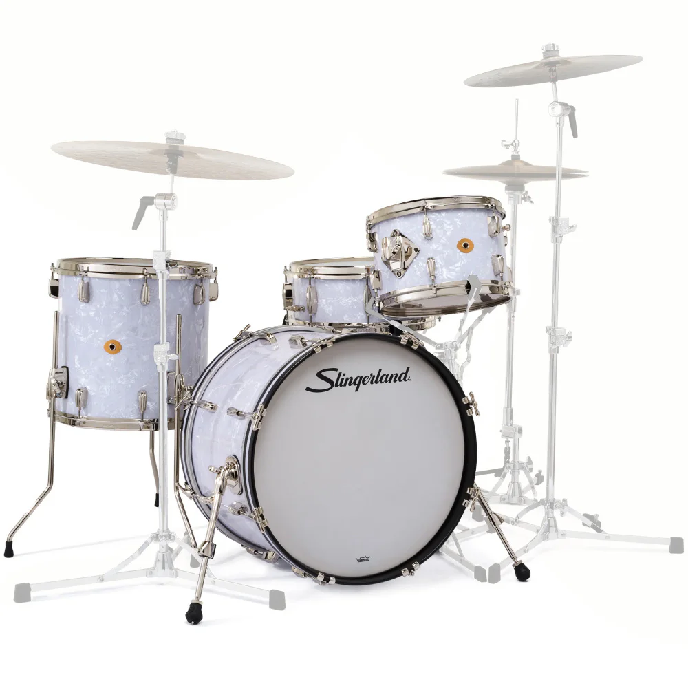 SLINGERLAND Radio King Outfit White Marine Pearl Wrap 4 Parça (20B/12T/14F/14S) Akustik Davul Seti