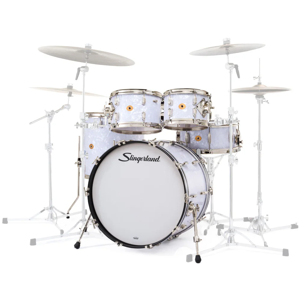 SLINGERLAND Radio King Outfit White Marine Pearl Wrap 5 Parça (22B/10T/12T/16F/14S) Akustik Davul Seti