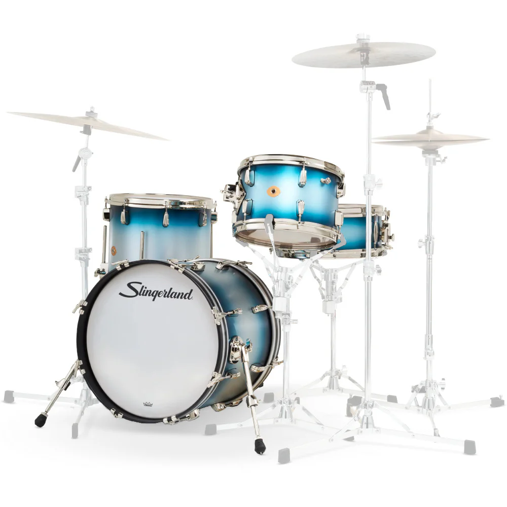 SLINGERLAND Radio King Outfit Blue & Silver Lacquer 4 Parça (18B/12T/14F/14S) Akustik Davul Seti