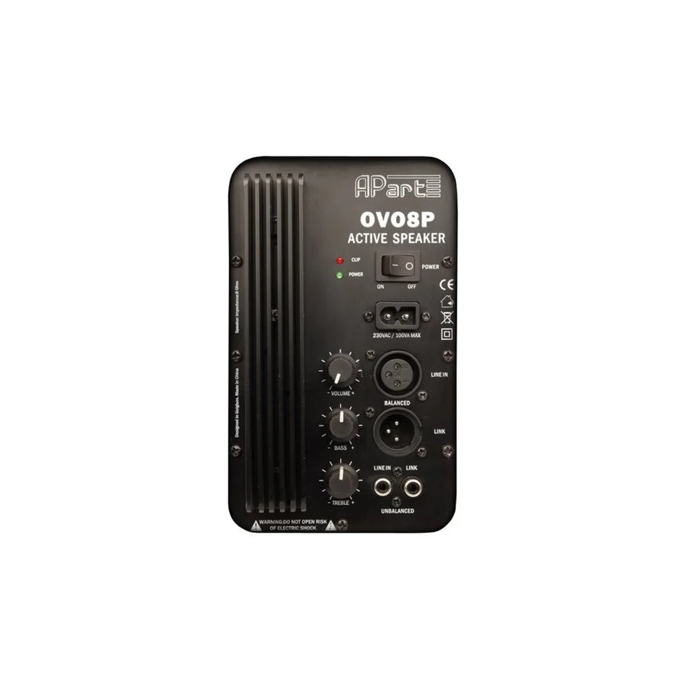 Apart OVO8P BL 8" Aktif Duvar Hoparlörü 60W/8-ohm Black