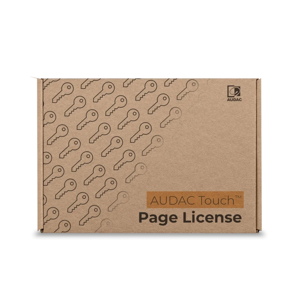 Audac SL-PAGE1 Send paging messages with Audac Touch™ License Audac Touch™ Page - Version1,0