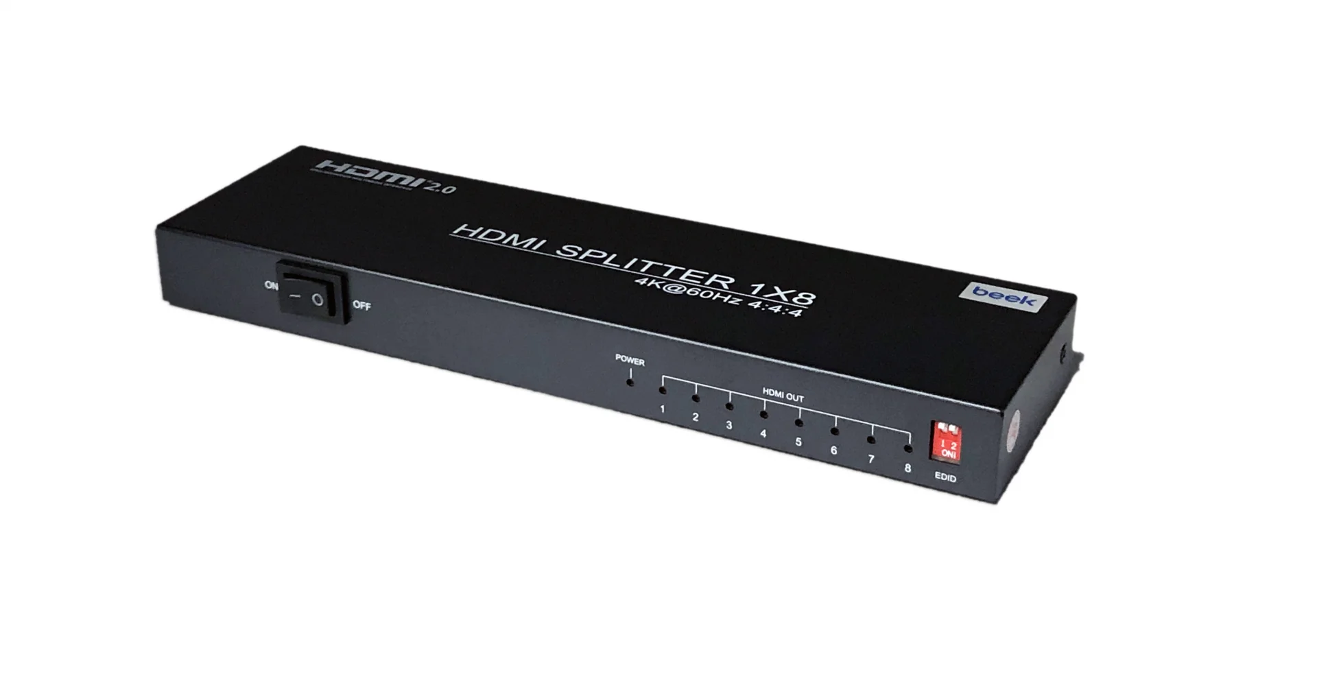 Beek 4K 8'li HDMI Video Çoklayıcı, 1:8 Splitter 3840x2160 HDCP 2.3 metal şasi, siyah renk