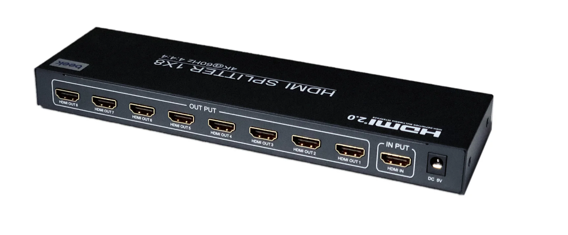 Beek 4K 8'li HDMI Video Çoklayıcı, 1:8 Splitter 3840x2160 HDCP 2.3 metal şasi, siyah renk