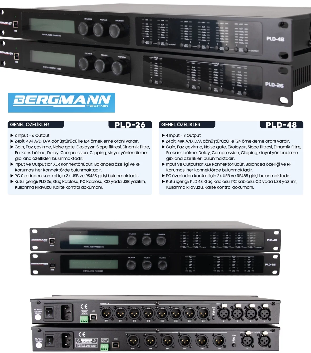 Bergmann PLD-48 4x8 4 Giriş / 8 Çıkış Dijital DSP Processor