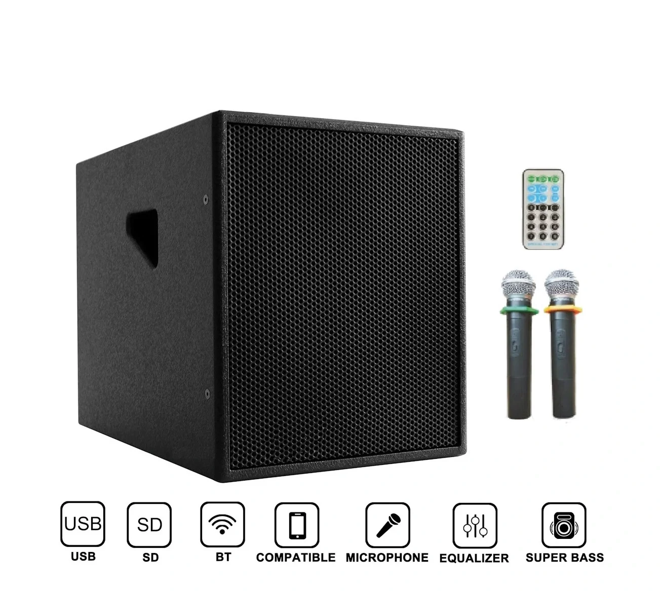 Bergmann SUB-16 15" Aktif Sub Compact Mixer + Player + Mikrofon 1000W, USB, Bluetooth