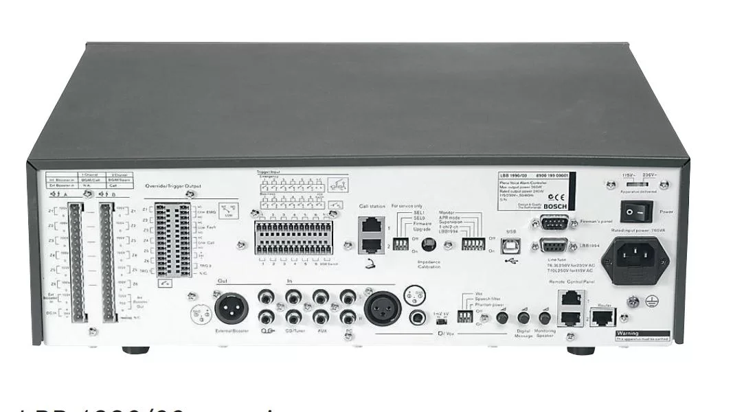 Bosch LBB1990/00 6-Zone Aktif Anons Kontrol Ünitesi, Mesaj + Amfi (EN54‑16) 240W/100V