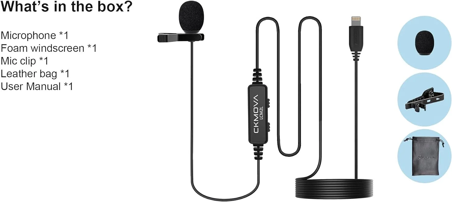 CKMOVA LCM2L Iphone Ipad ve IOS için Lightning Girişli Yaka Mikrofonu