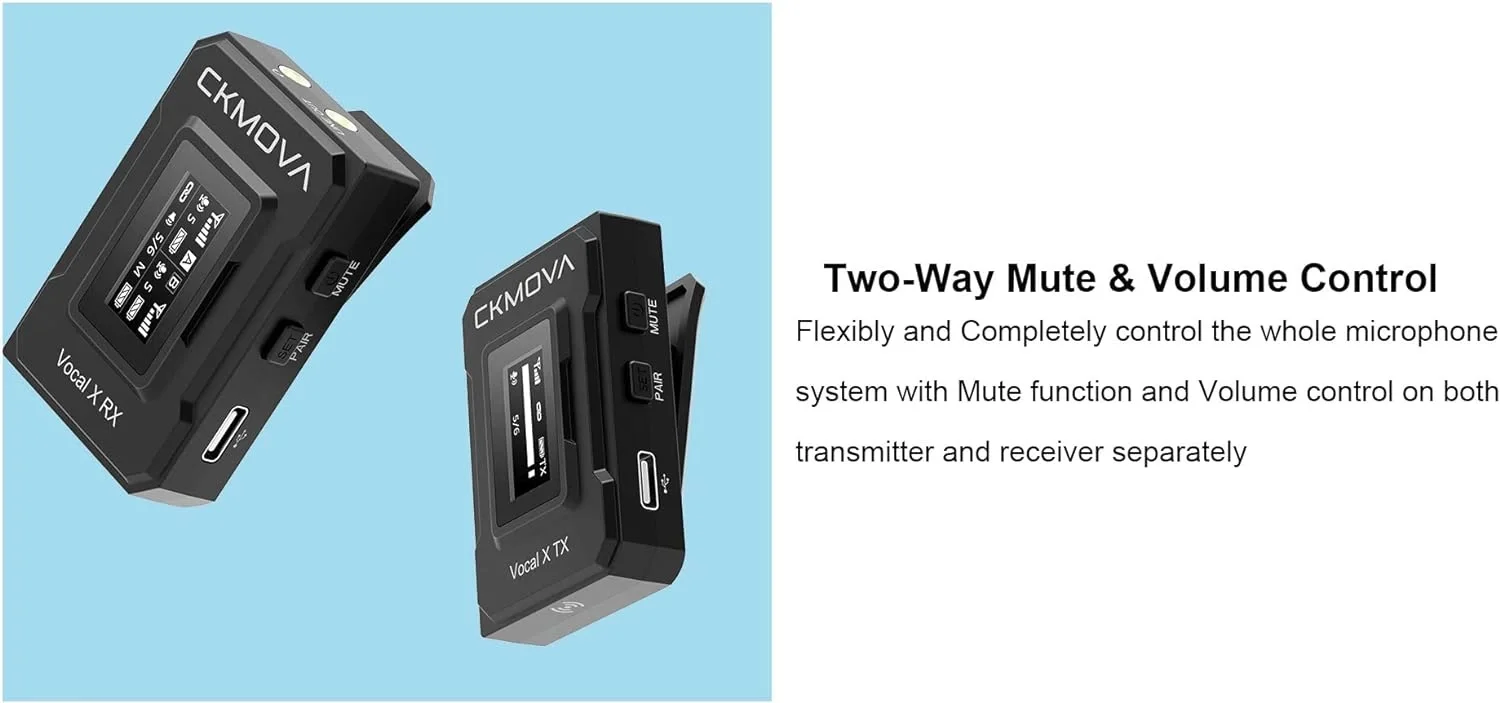 CKMOVA Vocal X V1 Ultra kompakt 2,4 GHz Tek Yaka Kablosuz Mikrofon Seti