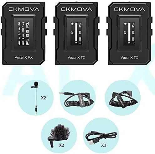 CKMOVA Vocal X V2 Ultra kompakt 2.4 GHz 24-bit Çift Yaka Kablosuz Mikrofon Seti