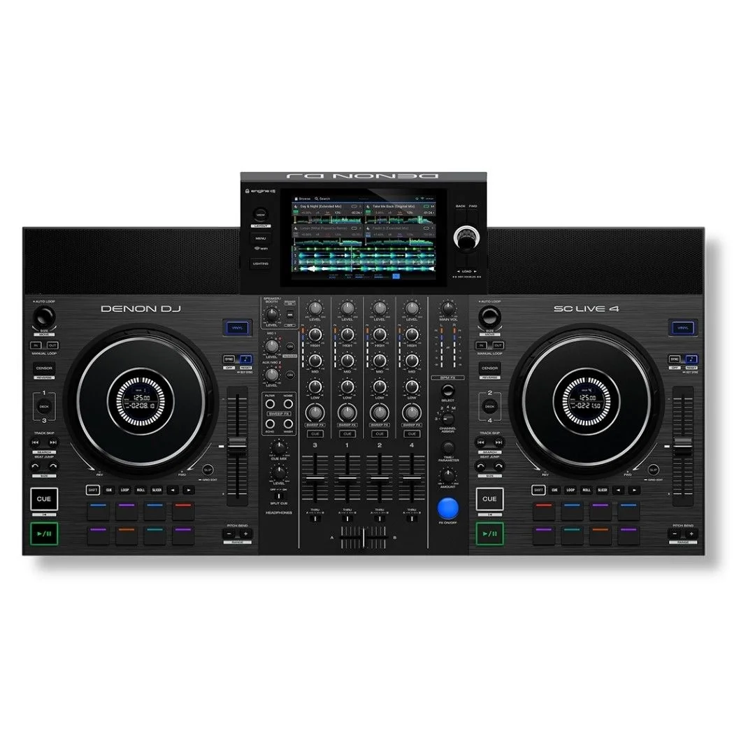 Denon DJ SC Live 4 4-Deck Standalone DJ kontrolcü, 7" Dokunmatik Ekran, Dahili Hoparlörler ve WI-FI Bağlantı