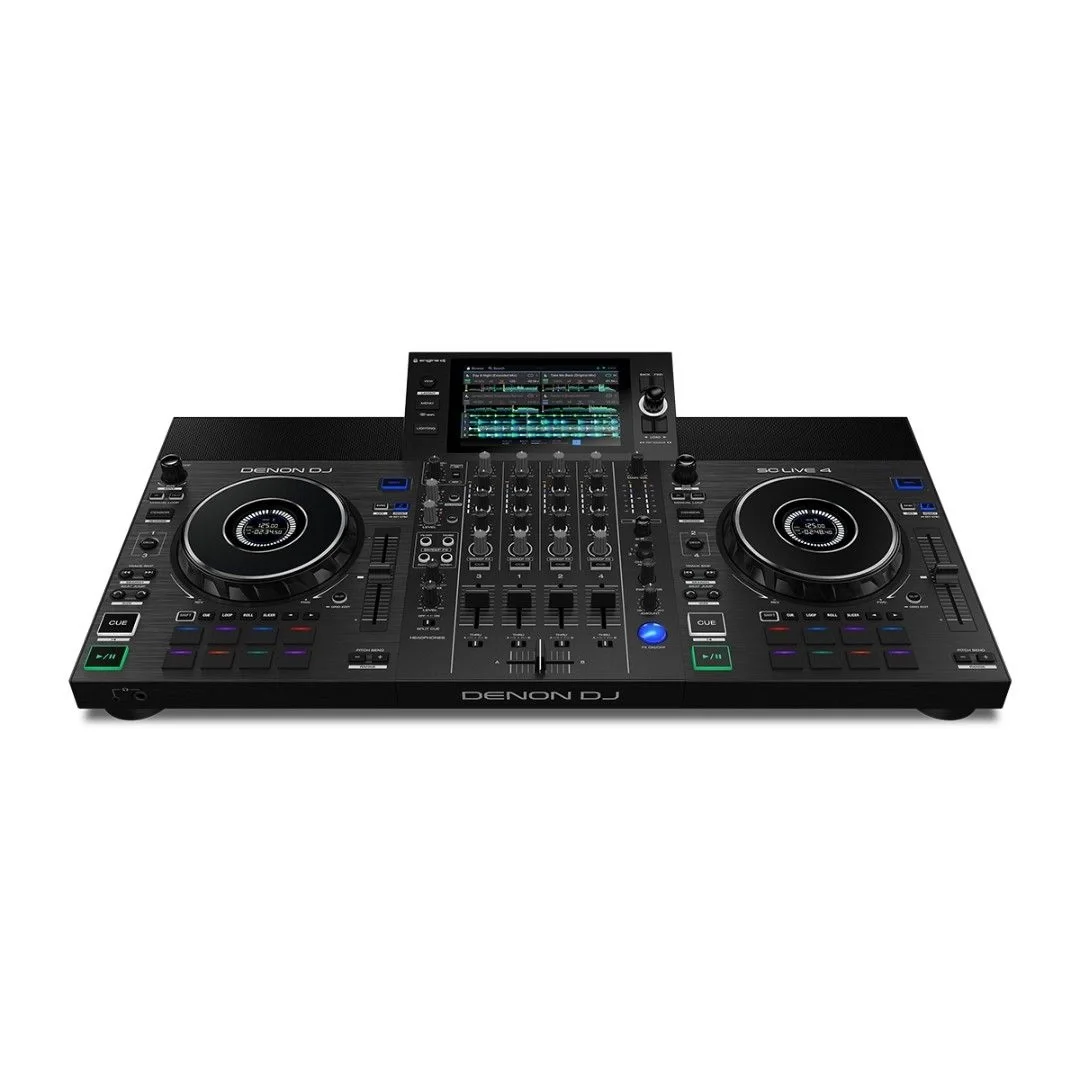 Denon DJ SC Live 4 4-Deck Standalone DJ kontrolcü, 7" Dokunmatik Ekran, Dahili Hoparlörler ve WI-FI Bağlantı