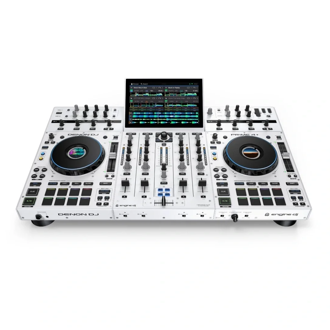 Denon DJ Prime 4+ White Edition İkinci Nesil Profesyonel 4-Kanal DJ Controller, Standalone Player