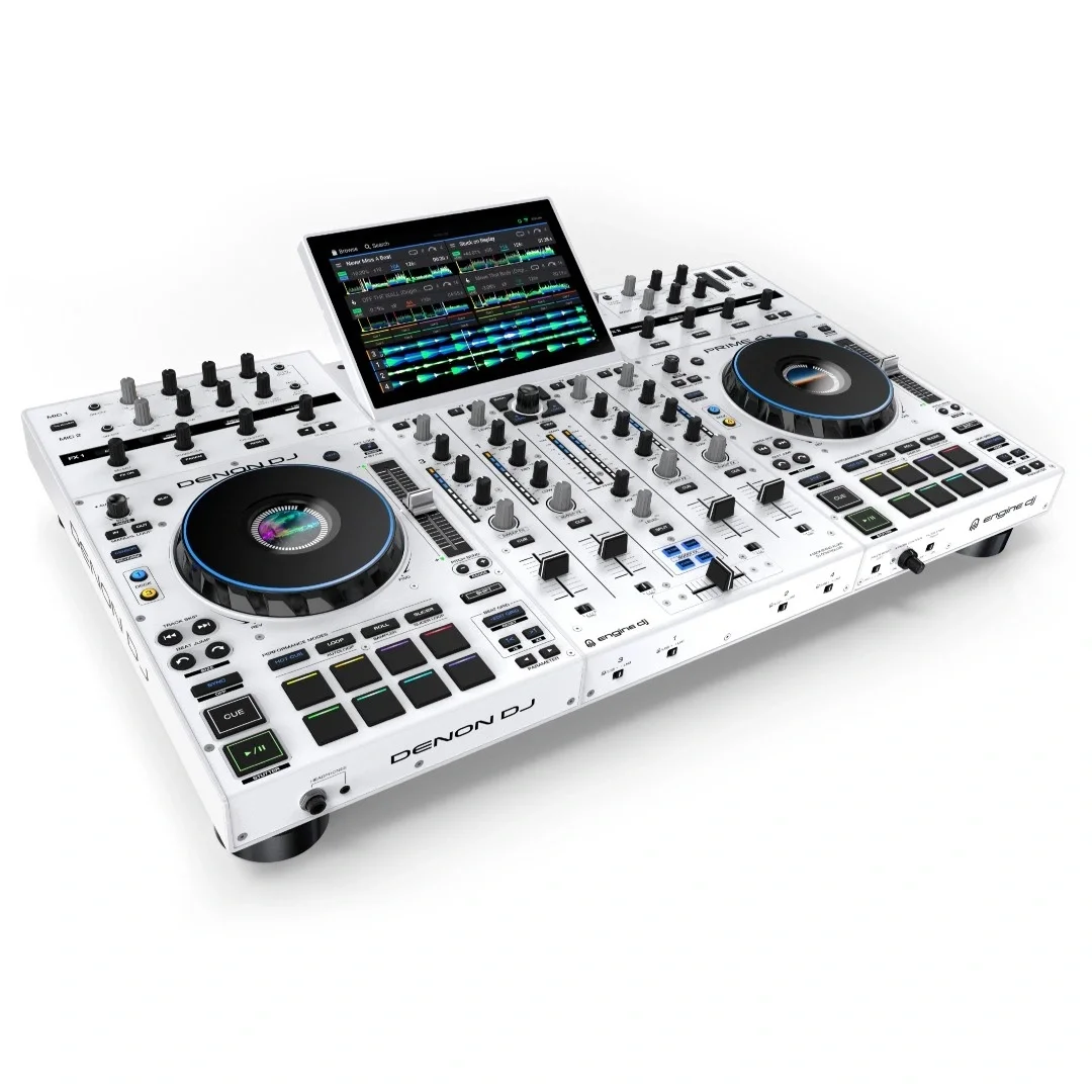 Denon DJ Prime 4+ White Edition İkinci Nesil Profesyonel 4-Kanal DJ Controller, Standalone Player