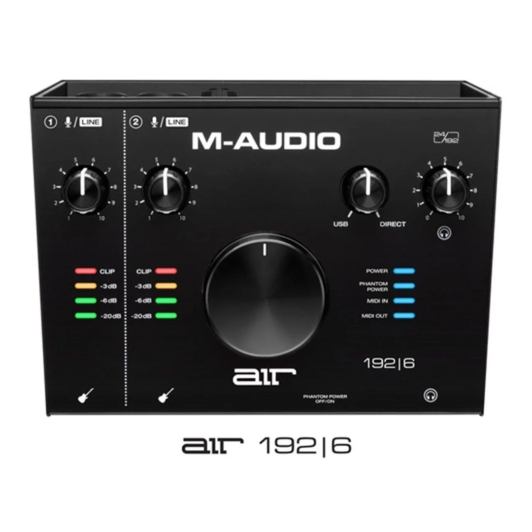 M-Audio AIR 192|6 2-giriş / 2-çıkış / 24-bit/192 kHz / +48 V mikrofon / MIDI/ enstrüman girişli yeni nesil ses kartı