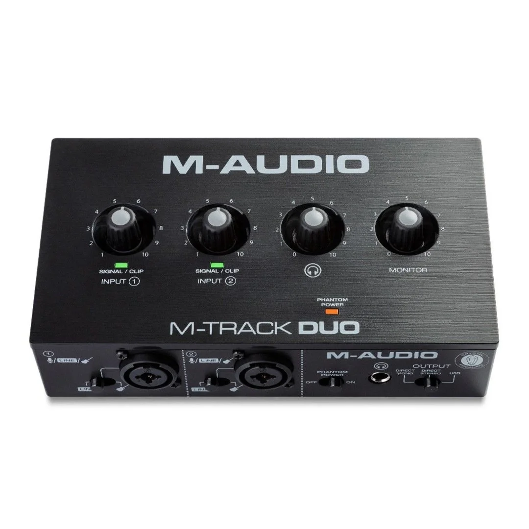 M-Audio M-Track Duo | 2 Kanal, 48 khz, 2 Mikrofon / Enstrüman / Line girişli ses kartı