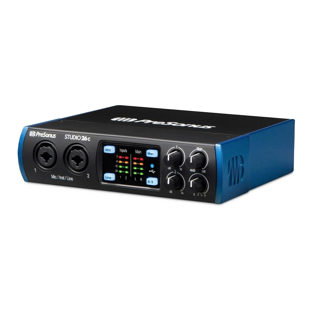 PreSonus Studio 26c Yeni nesil 2 Giriş / 6 Çıkış, 2 mikrofon girişli USB-C ses kartı