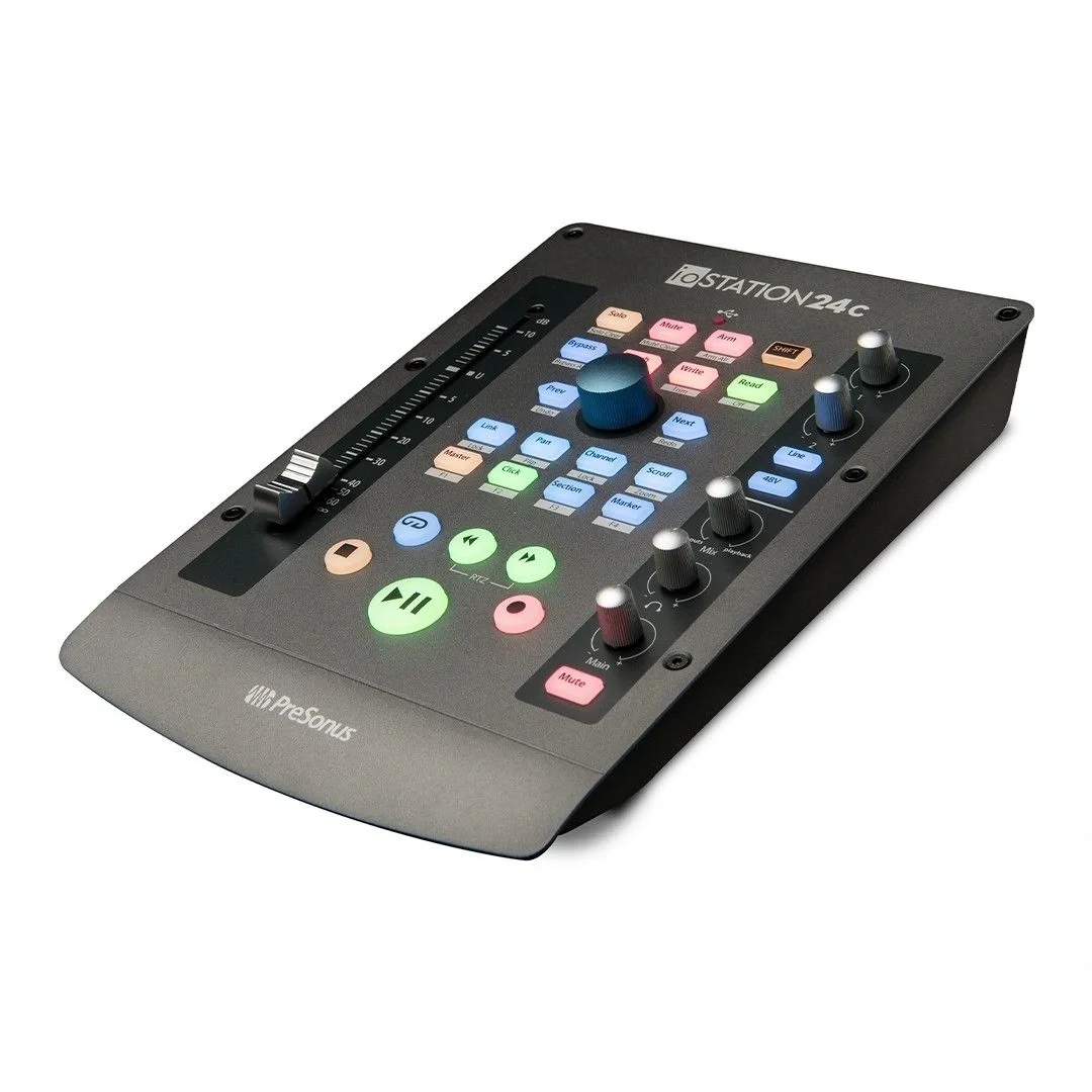 PreSonus ioStation 24c Motorize Fader, Yeni nesil 2 Giriş / 4 Çıkış, 2 mikrofon girişli USB-C ses kartı