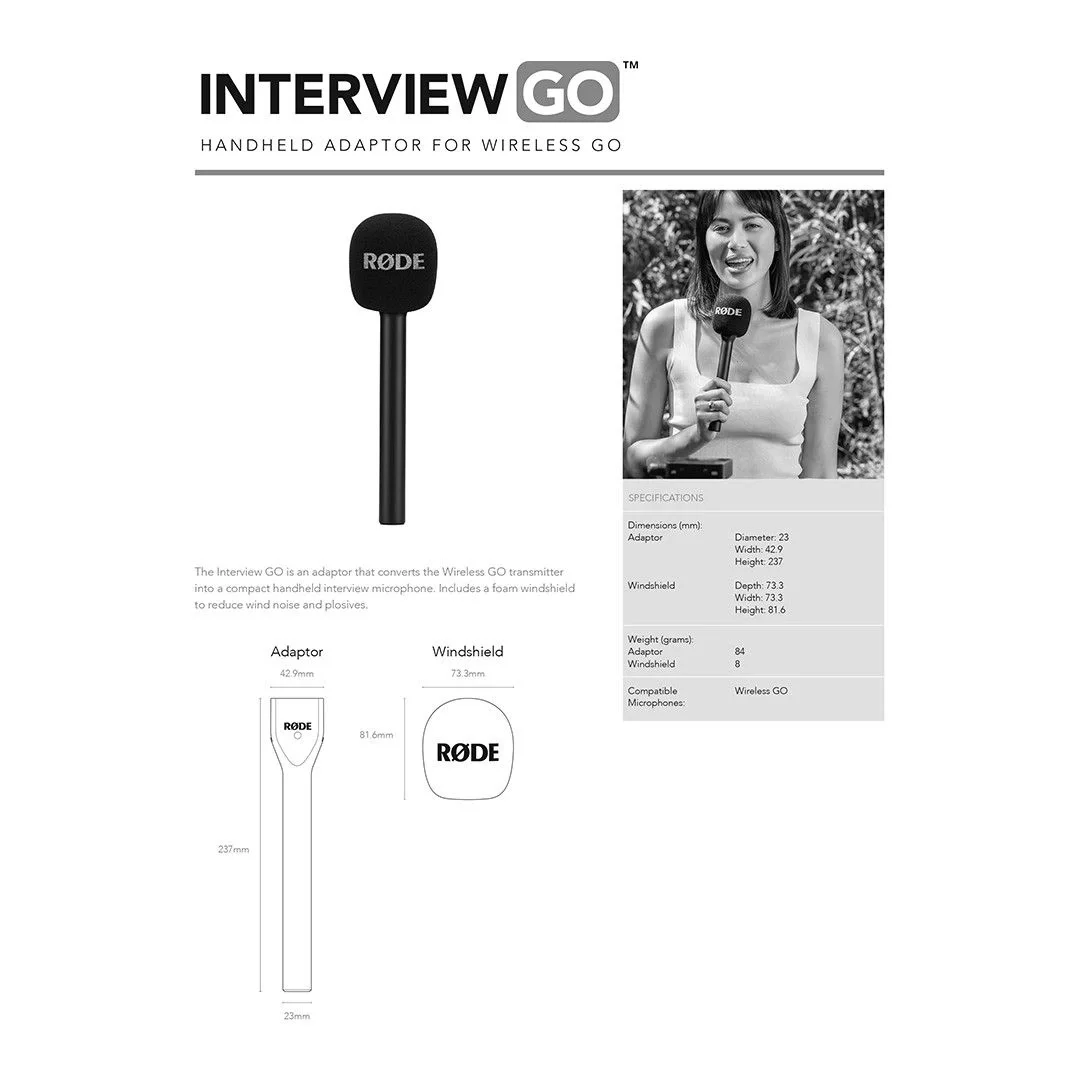 RODE Interview GO Wireless GO için röportaj mikrofon dönüştürme kiti