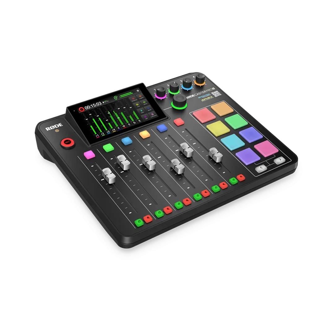 RODE RODECaster Pro II Entegre ses prodüksiyon sistemi -&nbsp;4 Mikrofon girişli, SD card ve Bilgisayara çok kanallı kayıt etme özellikli profesyonel podcast mikser