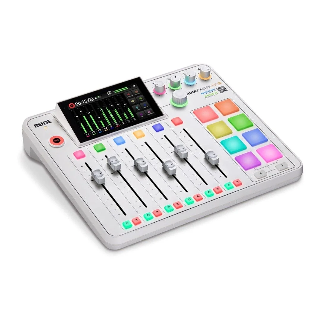 RODE RODECaster Pro II Entegre ses prodüksiyon sistemi - 4 Mikrofon girişli, SD card ve Bilgisayara çok kanallı kayıt etme özellikli profesyonel podcast mikser