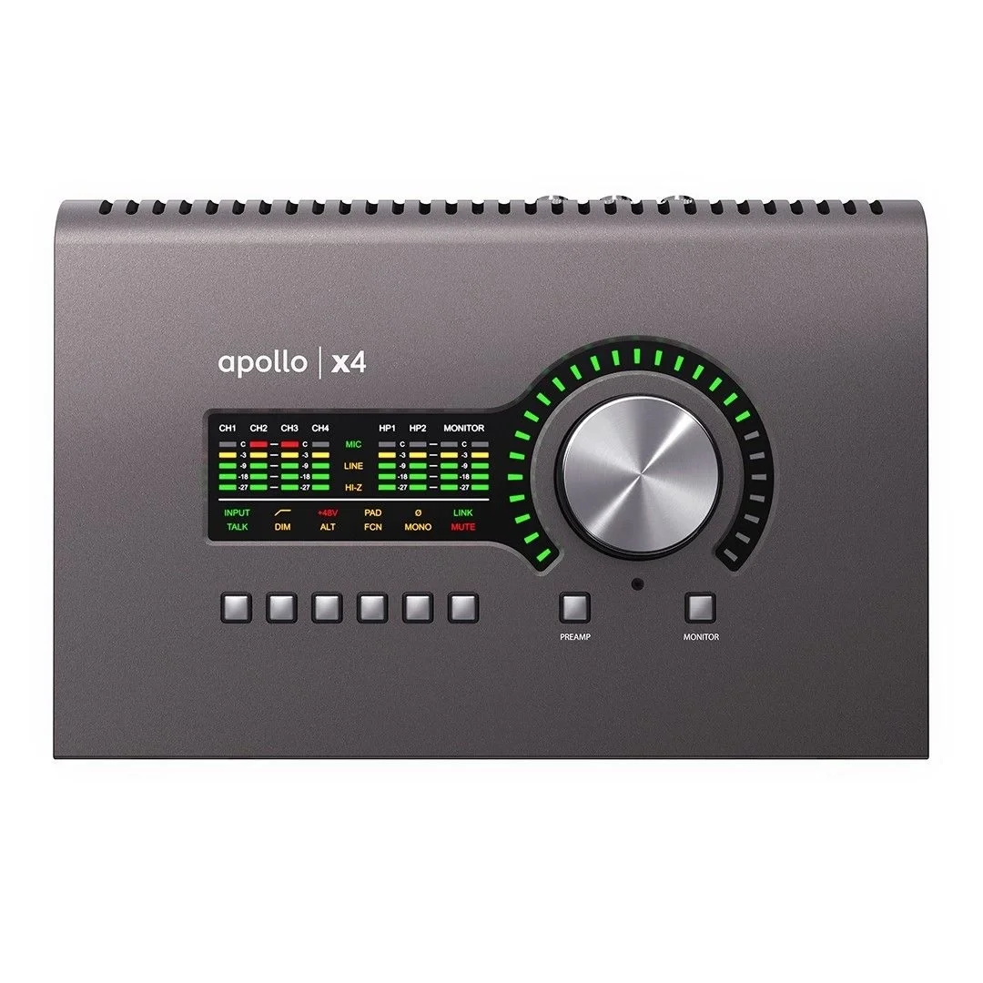 Universal Audio Apollo x4 Heritage Edition Quad Core DSP işlemcili, 16 x 8, 4 mikrofon preamp Thunderbolt 3 ses kartı