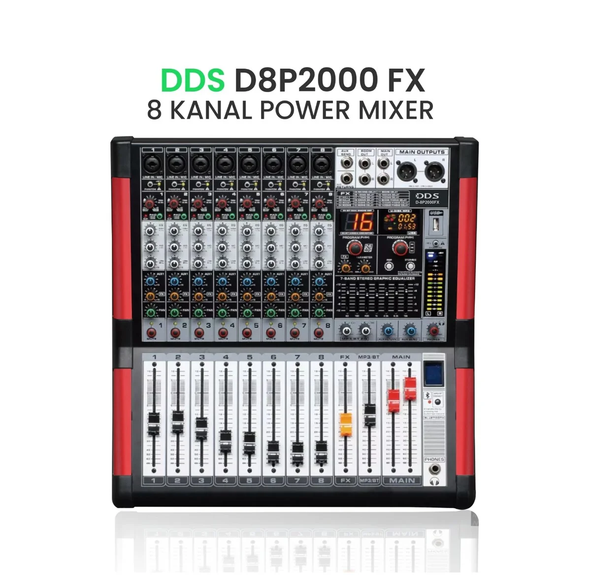 DDS D8P 2000 FX Powermixer 2x1000W 8-kanal Powermixer