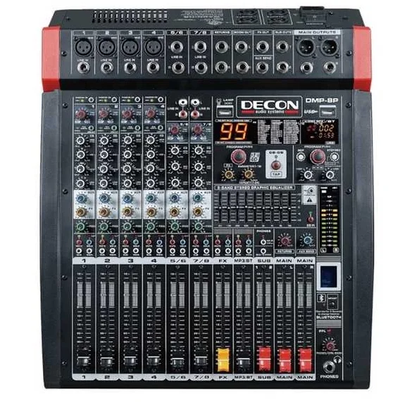 Decon DMP-8P 8-kanal Powermixer 2x500W/4-ohm Bluetooth USB