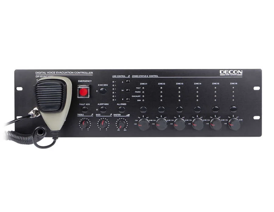 DP-EVAC1000 6-zone EVAC Zone Controller, 500W/100V Amfi