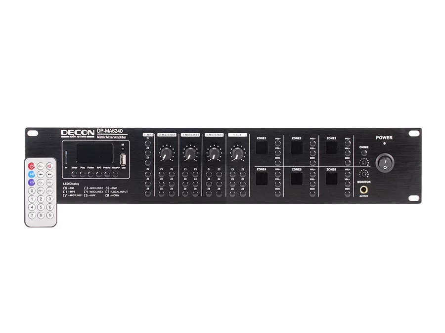 DECON DP-MA6240 6x6 Matrix Mikser Amfi 6x120W/100V USB/FM/BT