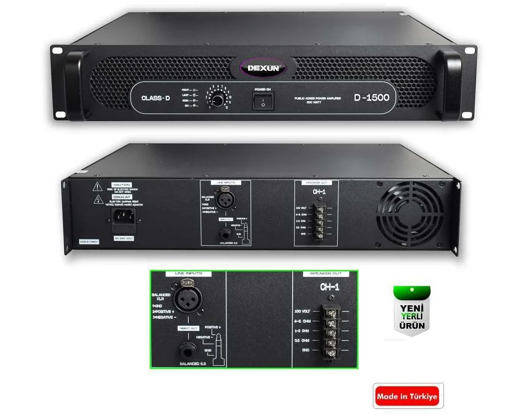 DEXUN D-1500 1x450W/100V Power Amplifikatör