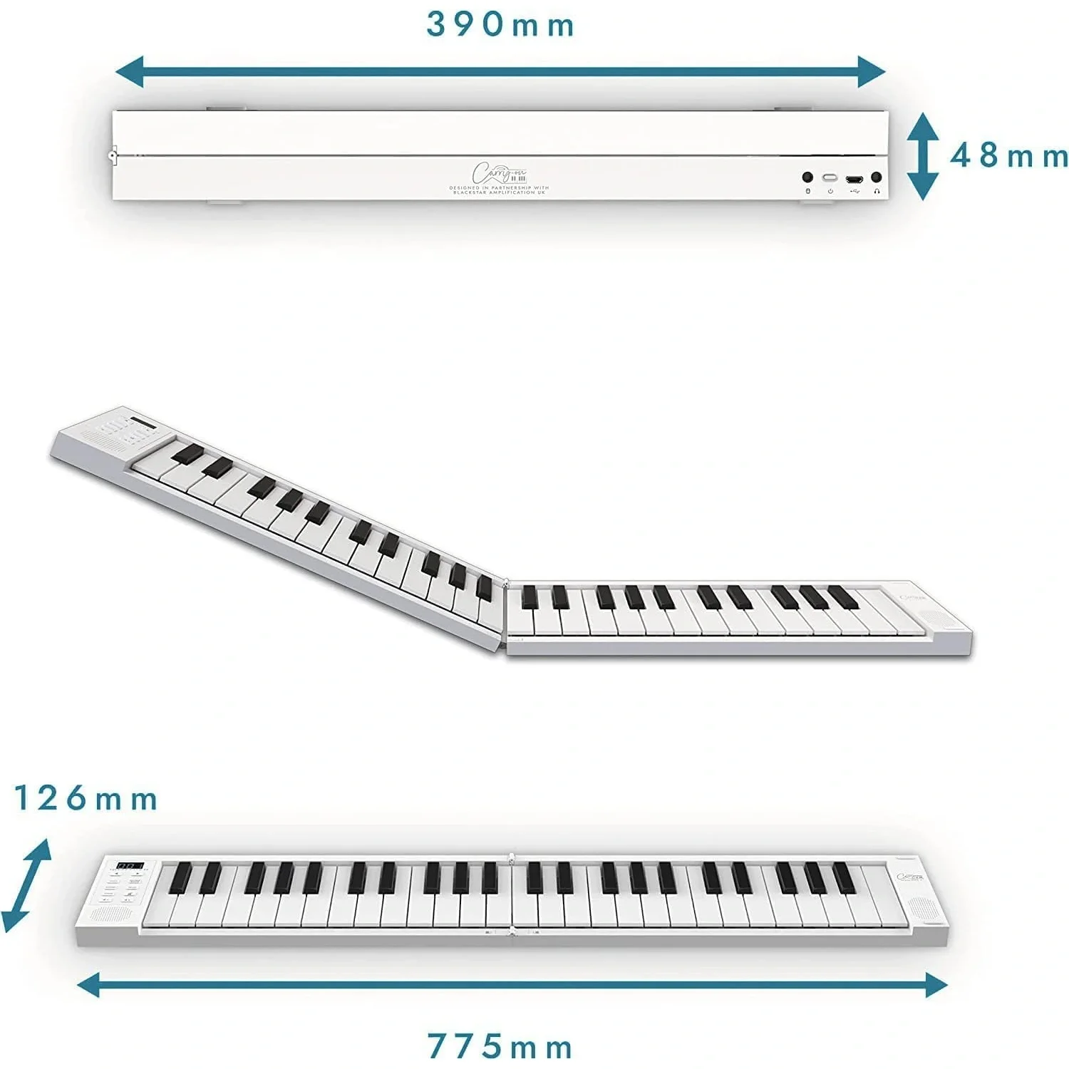 Blackstar Carry-on Folding Piano 49 Touch Tuşlu Taşınabilir &amp; Katlanabilir Klavye (Beyaz)